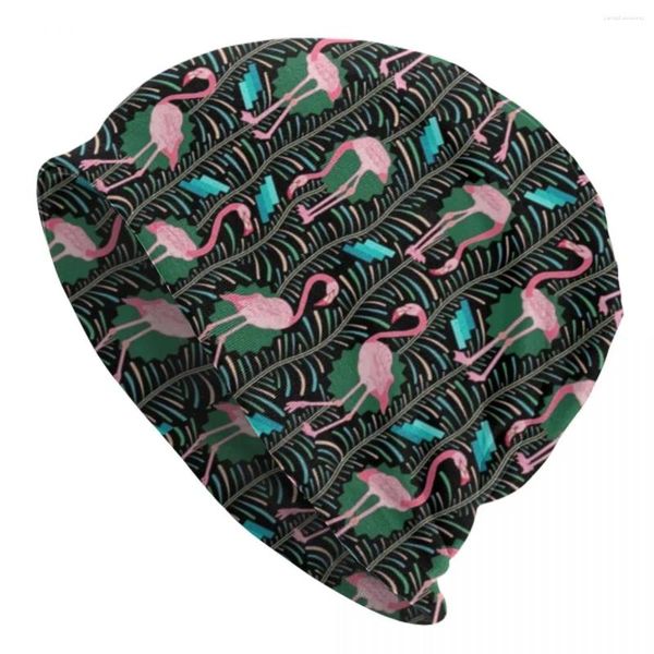 Bérets Flamingo oiseaux Bonnet chapeaux géométrique Art Beanie personnalisé Skullies bonnets printemps drôle unisexe Hippie thermique élastique casquettes