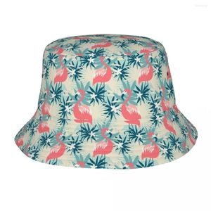 Bérets flamant rose plantes tropicales seau chapeau hommes femmes unisexe à la mode été pêcheur casquette