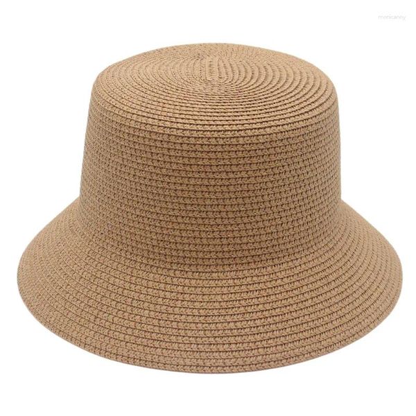 Bérets de paille plate chapeaux de couleur solide Coupres dames chapeau d'été SUMBRE OUVERTURE CAPESS ETHNIQUE ETHNIQUE POUR FEMMES MEN STYLE Japonais DIY