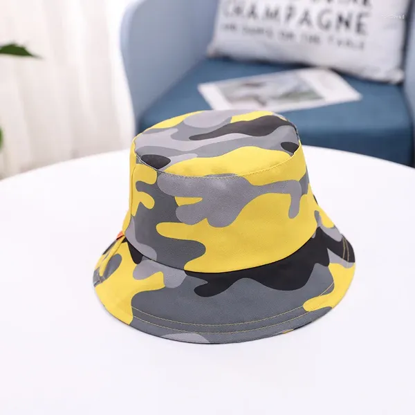 Boinas Flat Top Camuflaje Sombreros para niños Primavera y verano Moda Bebé Pescador Sombrero de cubo