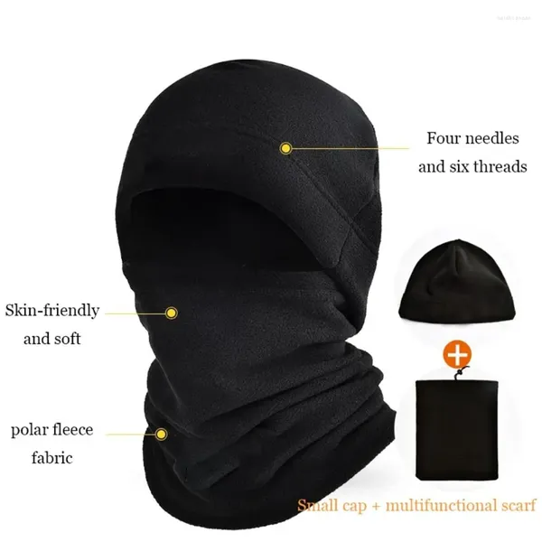 Bérets polaire thermique couvre-tête Protection des oreilles cagoule écharpe Bonnet chapeau bonnets hiver masque facial pull casquette hommes