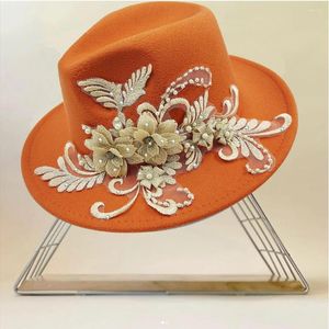 Bérets fleur Fedora strass embellir haut de gamme élégant dames chapeaux mariage Jazz femmes à la mode 2023