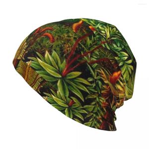 Boinas JARDÍN DE FLORES;Gorro de punto con estampado artístico Vintage, gorro de Rugby negro para hombre y mujer