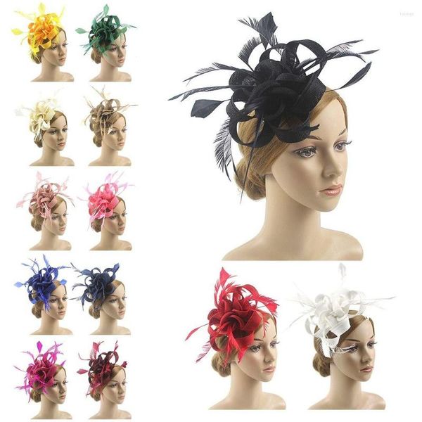 Bérets fleur maille bandeau Royal Ascot course mariage Cocktail thé Fascinator chapeaux chapeaux plume