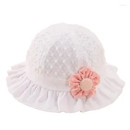 Berets Flowers Dot Baby Girls Hat Summer Mesh Cotton Princesse Bodet Couleur solide Couleur pour enfant