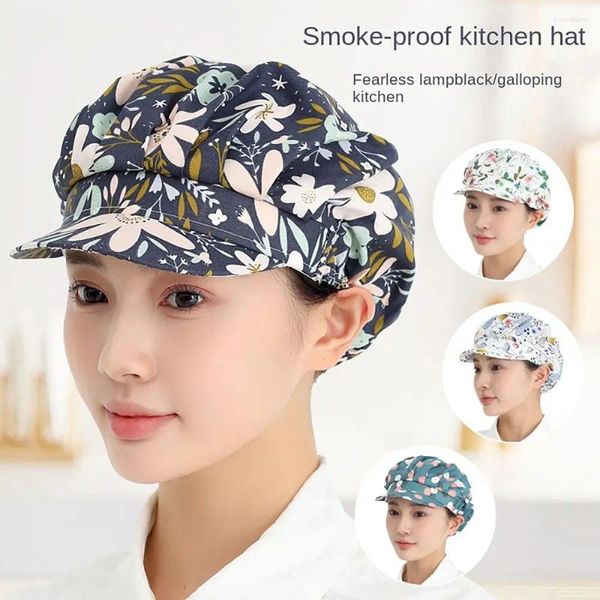 Boeretas flores sombreros de cocina estampados para el cabello transpirable