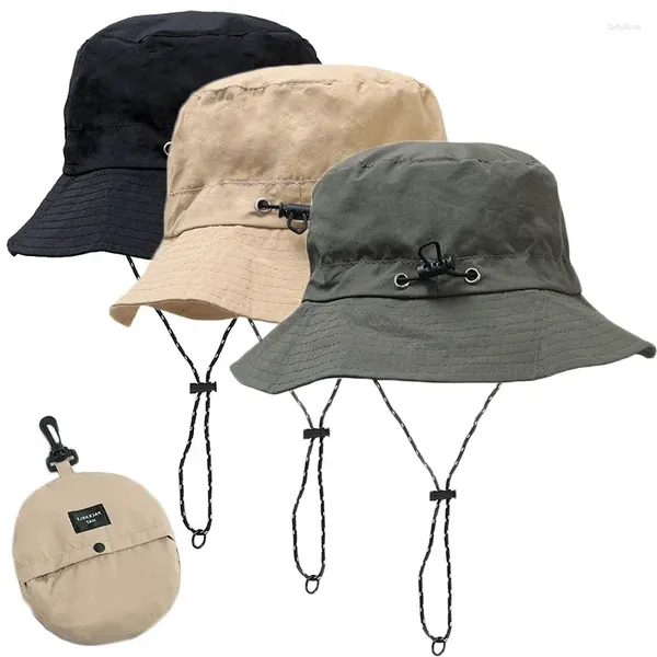 Boinas Sombrero de cubo de Panamá plegable Sombreros de sol anti-UV al aire libre para hombres Mujeres Primavera Verano Secado rápido Viseras impermeables Gorras de pescador