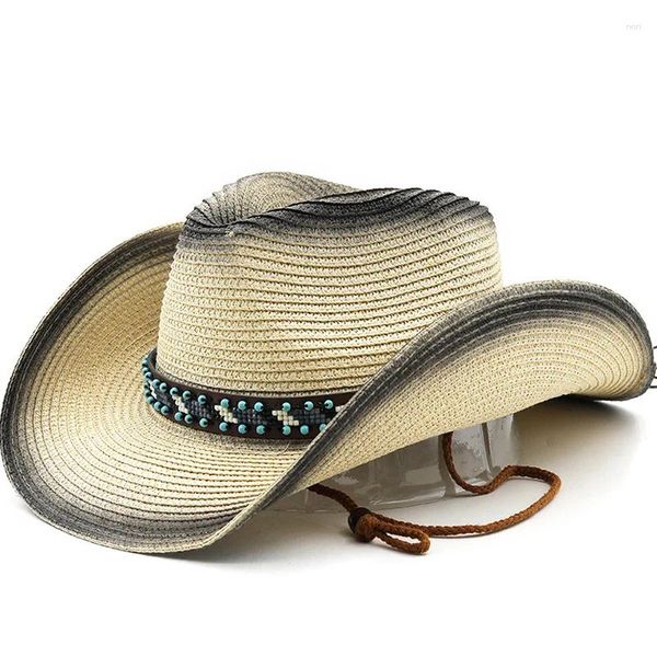 Boinas para vaquero Panamá sombreros mujeres hombres 6 colores Jazz Fedoras enfriamiento sol verano transpirable elegante señoras sombrero de fiesta