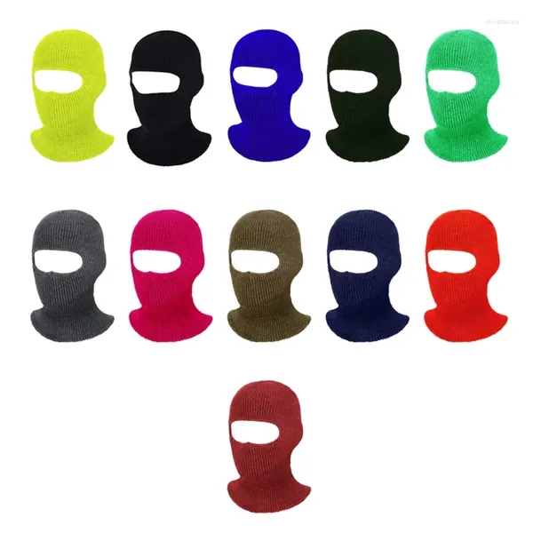 Bérets pour masque facial créatif 2 en 1, bonnet, couleur unie, tricoté, couverture complète de Ski thermique, cagoule d'extérieur par temps froid