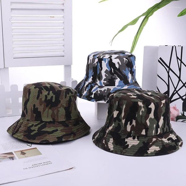 Bérets Commerce Extérieur Double Face Dai Jun Vert Camouflage Plat Top Seau Chapeau Alpinisme En Plein Air Protection Solaire Fie