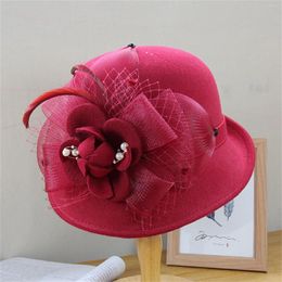 Beretten formele hoeden voor vrouw casual vissersbassin pet kleine bowler hoed dames herfst en winter bloemen ronde top caps