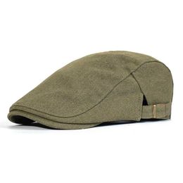 Berets Four Seasons Cotton Mens Newsboy Hat Male Béret Men and Women Retro England Visor Cap B240516
