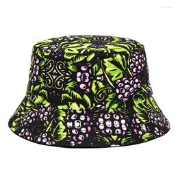 Bérets quatre saisons coton plante imprimer deux côtés porter chapeau de seau mode Joker voyage en plein air casquette de soleil pour hommes et femmes 159