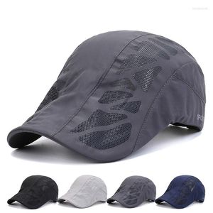 Bérets Foux Baseball Caps Summer Men Fast Dry Mesh Thin Thin Letter Ajustement Couleur pure 2022 Visor de mode Shade Sun Hat Protection UV