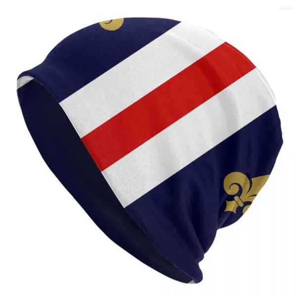 Boinas Francia Fleur De Lis Bandera francesa Bonnet Hat Sombreros de punto Hombres Mujeres Moda Fleur-De-Lys Lily Flower Winter Warm Beanies Cap