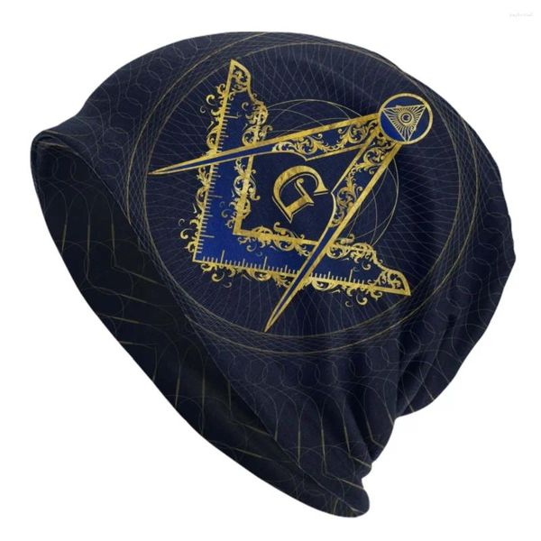 Berets Freemason Evil Eye Symbol Skullies Bons de bonnet Cool Winter Femmes chaudes hommes tricot chapeaux Unisexe Adult Masonic Mason Bonnet