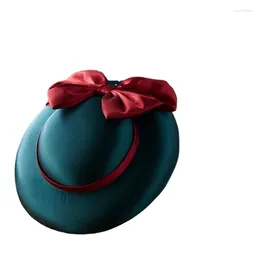 Bérets French Elegant Women Hat avec clip rétro Classic Classic Bow Bridal Mariage Chapeaux Headress Fedoras Dîner Bucket