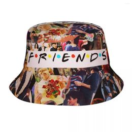 Bérets Friends TV show collage Bucket Hat Spring Picnic Headwear Stuff Comedy Central Perk Fisherman Cap pour fille extérieure Boonie