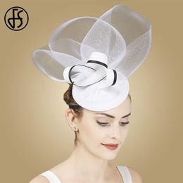 Bérets FS Blanc Pilulier Chapeau Formelle Cocktail Parti Fascinator Chapeaux Pour Femmes Robe De Mariée Église Thé Derby Fedoras 230518