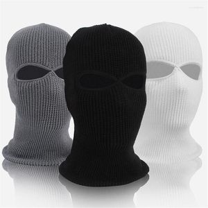 Beretten Volledig gezicht Masker Twee 2 -gat Balaclava Gebreide hoed Army Tactical CS Winter Ski Cycling Beanie Scarf Warm Masks