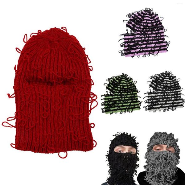 Bérets Fun Ghost Balaclava Hommes Costume Chapeaux Halloween Cadeau Chaud Doux Crochet Seau Chapeau