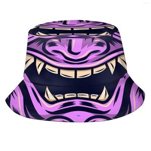 Baretten Fun Spooky Purple Monster Face Mouth Uv Protection Opvouwbare Bucket Hats Women Men Big Funny Teeth Scary