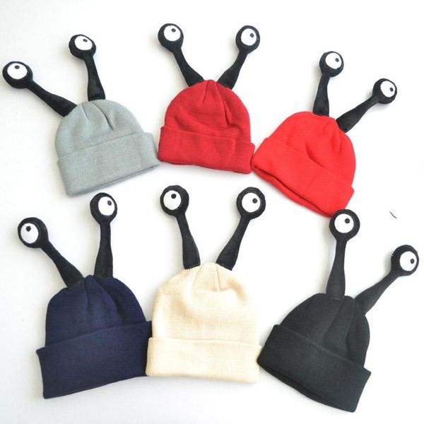 Boinas Gorro divertido para bebé, gorro de Cosplay para niños y niñas, gorros cálidos tejidos con ojos largos para otoño e invierno, gorros de ganchillo para niños, boinas