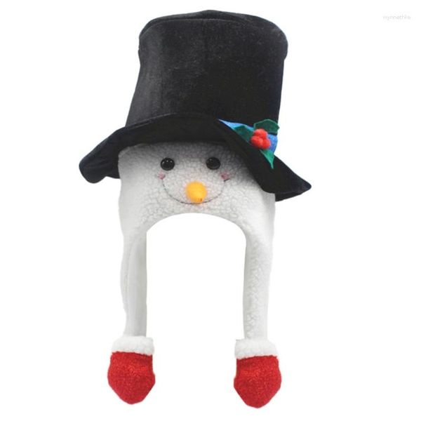 Bérets drôle chapeau de Noël haut avec bonhomme de neige oreillette fête Navidad accessoires année