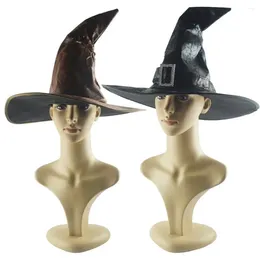 Bérets Costume de cosplay drôle pour enfants Headgear Adulte Witch Hat Halloween Wizard PU Leather