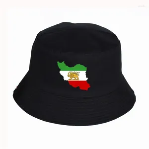 Bérets Fund Fashion Chapeaux Emblem of Lion and Sun Flag Bucket Hat Cotton Panama Cap Unisexe Visor