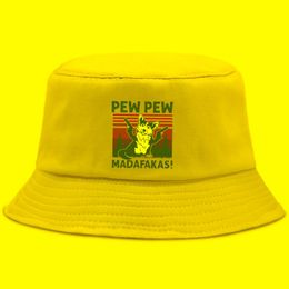 Bérets drôle Pew Madafakas Cool Dog Panama chapeaux femmes hommes mode casquette de plage crème solaire Hip Hop casquettes de pêcheur en plein air seau HatBérets