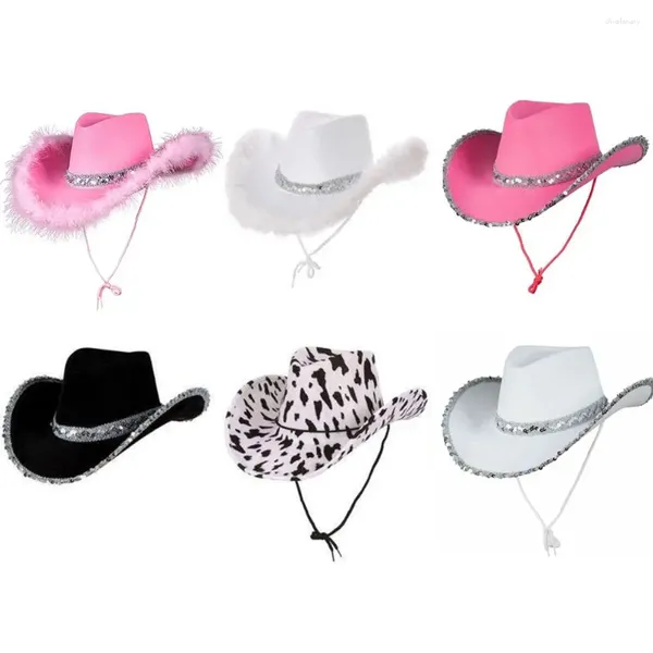 Bérets Funny Sequin Cowboy Accessory Performance Cosplay Hat Hat Bachelorette Party Cowgirl Chapeaux