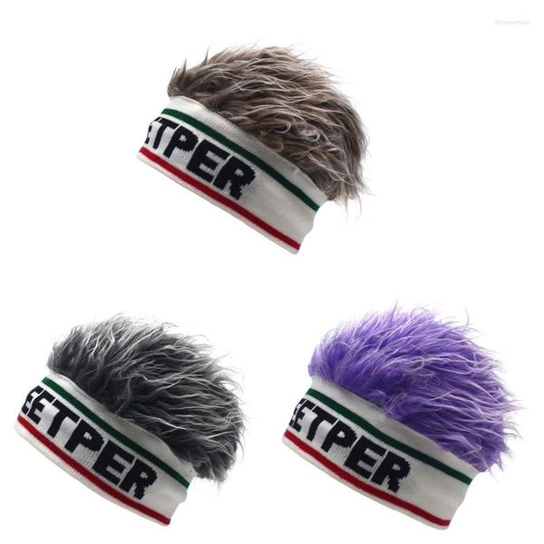 Bérets drôle perruque casquette élastique bonnets tricotés chapeau cheveux intégrés Hip Hop chapeaux hommes mode rue casquettes coloré Slouchy bandeau Cool