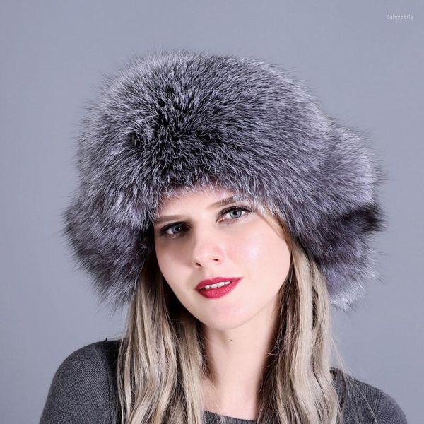 Bérets chapeau de fourrure pour femmes naturel russe Ushanka chapeaux hiver épais chaud oreilles mode Bomber casquette noir arrivée PH18