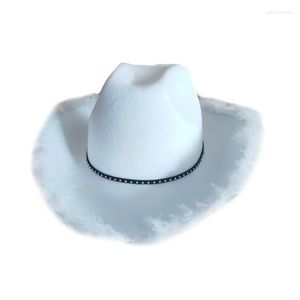 Boinas Furry Feathers Cap Sombrero de vaquero para actor Actriz Espectáculos de escenario