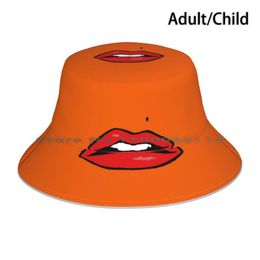 Bérets Ga lèvres-Orange Bucket Hat Sun Cap pêcheur extérieur pliable