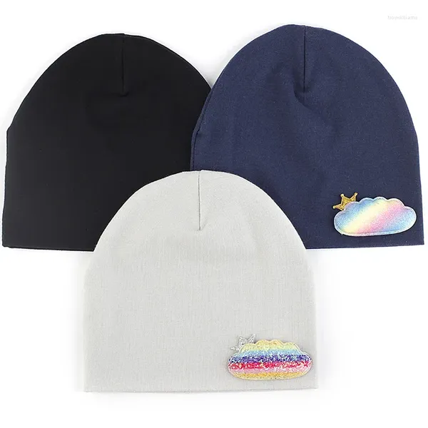 Bérets Geebro Casual Bébé avec des nuages colorés Amour Bonnets Enfants Garçons Solide Doux Chaud Bonnets Tricotés Enfant Filles Skullies Chapeaux Bonnet