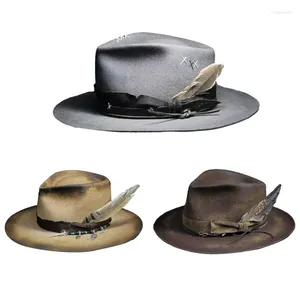 Bérets Gentleman Carnival Hat With Feather Decor Festival Fedoras Breathable Dropship