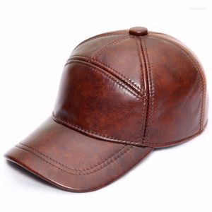 Boinas de cuero genuino de vaca para hombre, gorra negra, marrón, piel de café, béisbol masculino, informal, cálido, para invierno