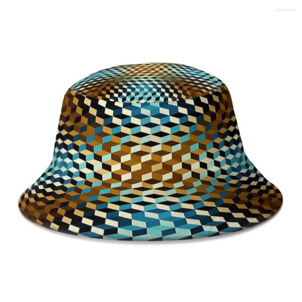 Boinas Cubos geométricos 3D Sombrero de cubo tridimensional para mujeres Hombres Estudiantes Sombreros de pesca Bob plegables Sombrero de Panamá Ropa de calle