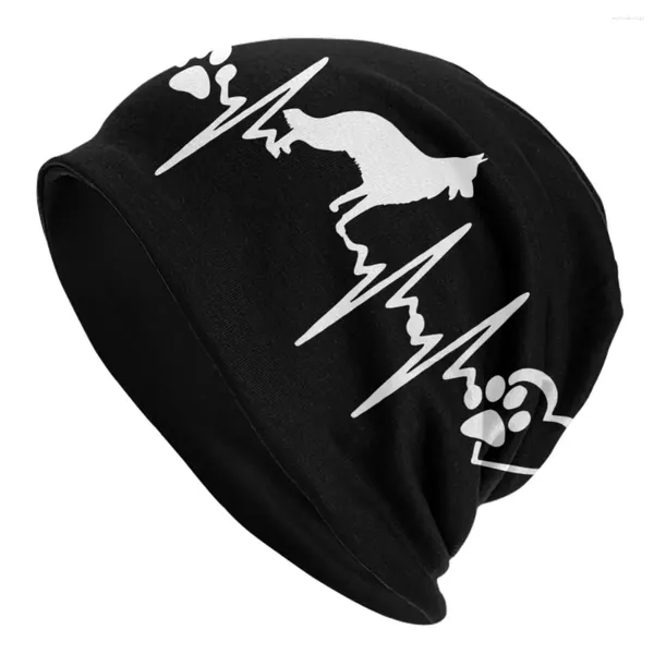 Boinas Pastor alemán Heart Beat Bonnet Hat Otoño Invierno Street Skullies Gorros Perro GSD Amante Animal para hombres Primavera Gorra de doble uso