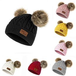 Bérets filles garçons bonnet en tricot balle chaude bébé chapeau d'hiver enfants chapeaux casquettes maille dos dur Pack