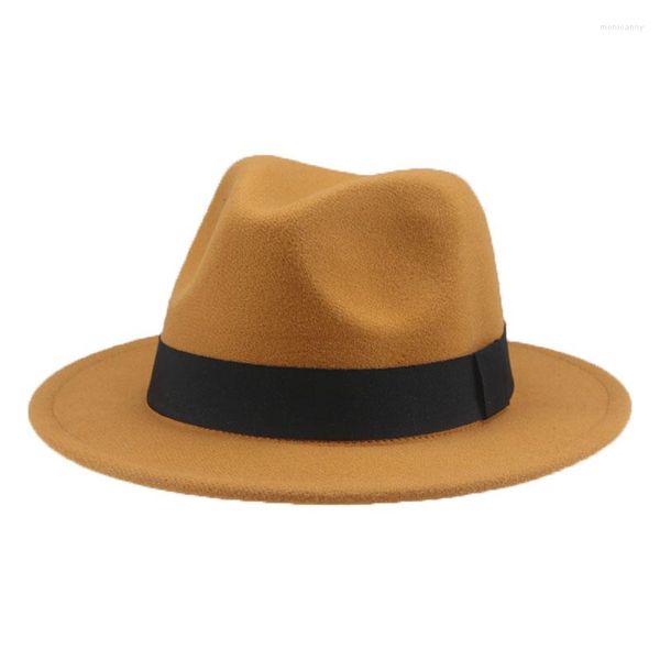 Bérets filles Chapeau chapeaux pour femmes garçons Fedora solide bande décontracté kaki noir automne hiver femmes Sombreros Chapeau Femme