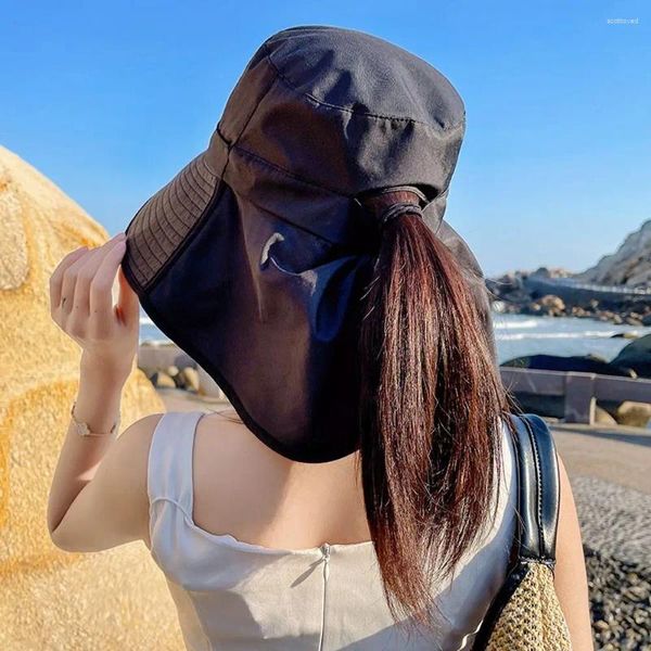 Boinas Chicas Simples Mujeres Sombreros de protección solar Transpirable Verano Sol Estilo francés Dulce Elegante Gorras de ala ancha