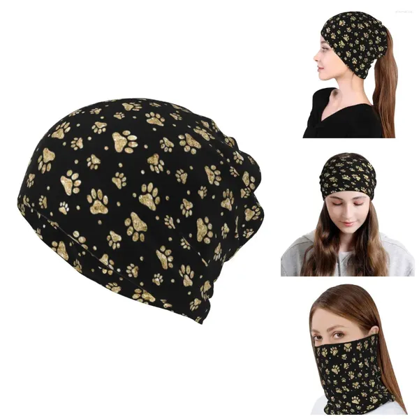 Bérets Glitter Gold Dog Winter Skullies Bonnets Casquettes Bandeau Cache-cou Femmes Hommes Ski Camping Tube Écharpe Visage Bandana Guêtre