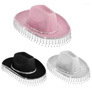 Bérets Glitter Powder Panama Chapeau Pouettes Diamond Cowboy Lady Bachelorette Party