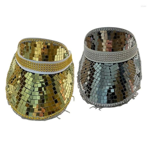 Bérets paillettes de visière chapeau ultra-flash miroir pour les cocktails de maison disco