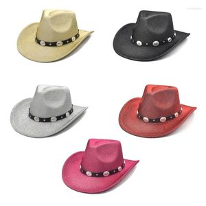 Bérets Glitters Cowboy Hat Knight pour Bachelorette Party Poly Voly Club Stage Bar