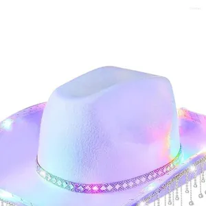 Bérets Panama lumineux illuminent le chapeau de chapeaux de cowboy pour l'actrice d'acteur