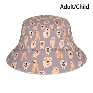 Bérets Golden Retriever Bucket Hat Sun Cap Puppy Happy Dog Pliable Outdoor Fisherman